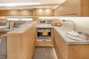 Dufour 530 sailboat u-shaped kitchen