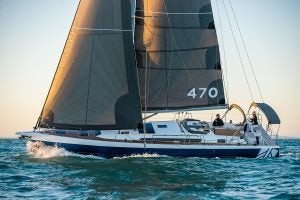 Dufour 470 smart electric monohull with full sails