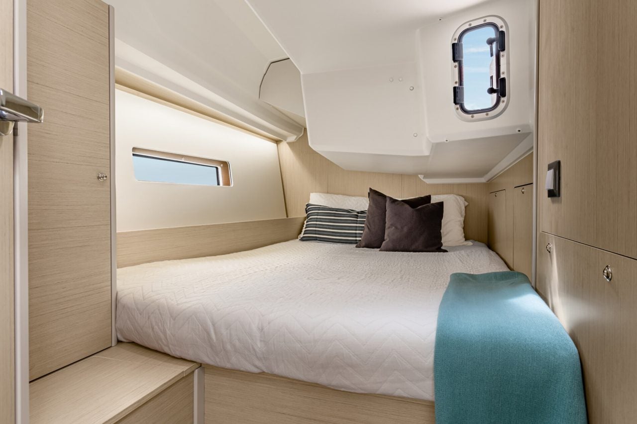 Cabin with double bed on a Beneteau Oceanis 40.1 sailboat