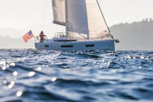 Sun Odyssey 440 sailboat cruising with sails up