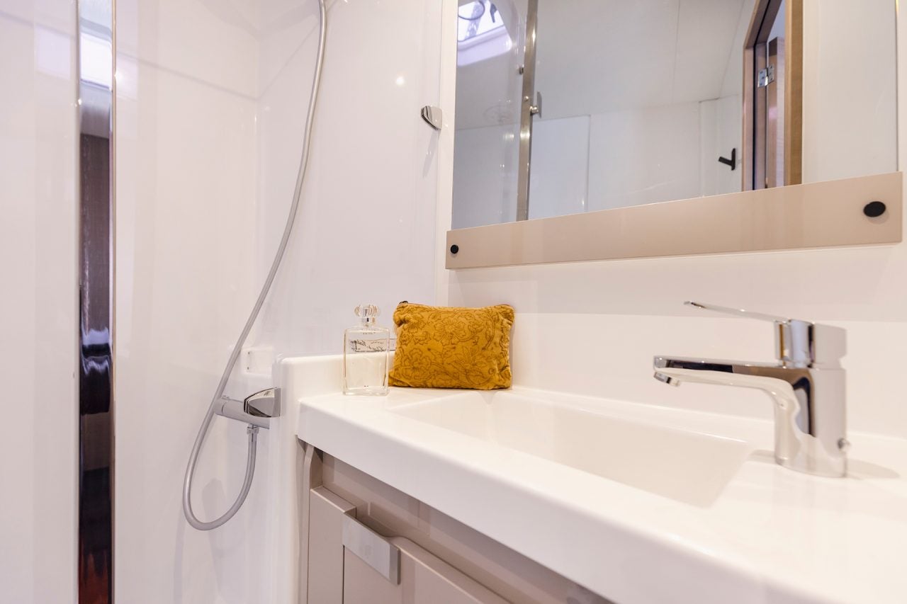 Aura 51 sailing catamaran bathroom