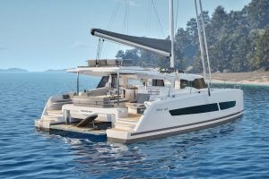 New Fountaine Pajot 44 anchored stern view