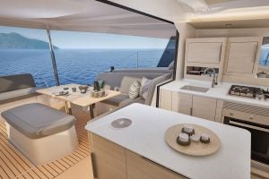 Fountaine Pajot 44 yacht salon with cockpit view