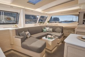 Fountaine Pajot 44 salon seating area