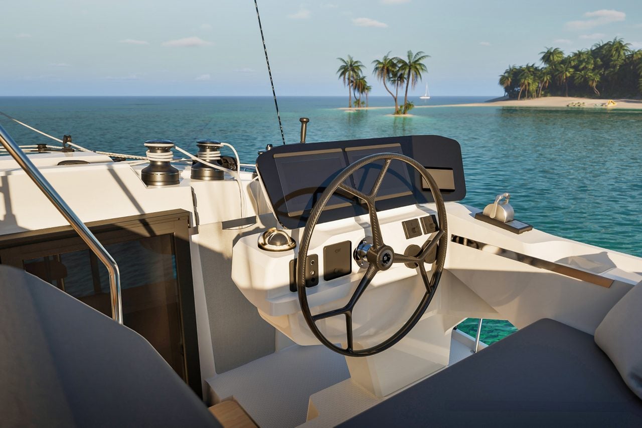 Fountain Pajot 41 catamaran helm view